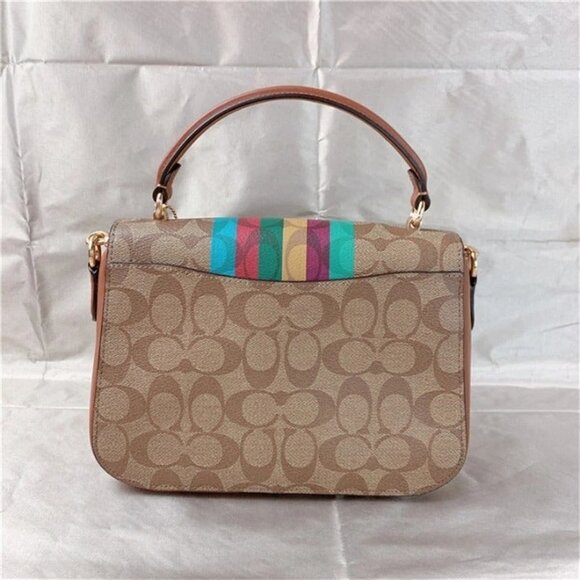Coach C5644 Marlie Top Handle Satchel In Signature Canvas With Stripe Khaki Mult - Picture 8 of 10